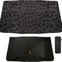 Black Leopard Windshield Sun Shade Umbrella African Animal Skin Print Foldable Car Front Window Sunshade Blocks UV Rays Heat Keep Vehicle Cool (55" x 27.5")