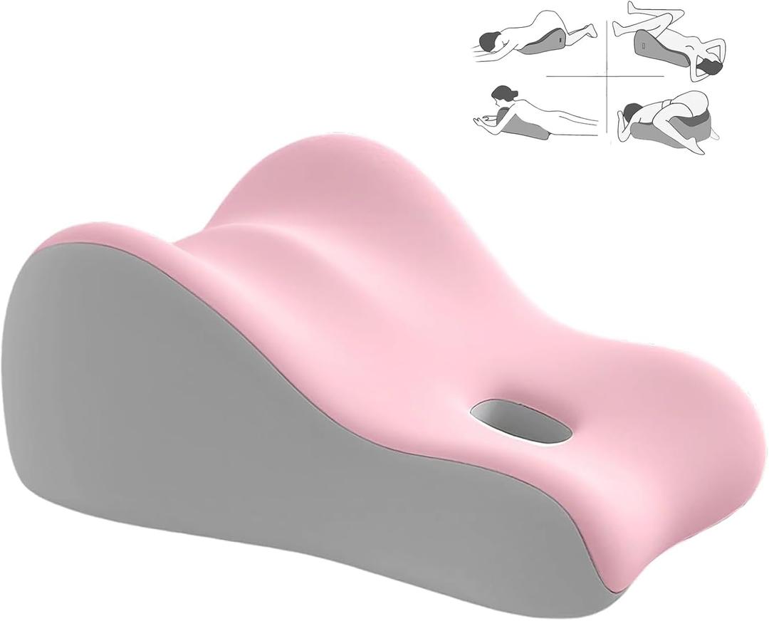 Ergonomic Natural Latex Pillow for Adults & Pregnancy | Multi-Position Support Cushion for Sleeping, Lounging, Reading & Couples | Removable Washable Cover (Dusty Pink)