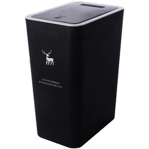 Sooyee 14 litres Bathroom Trash Can with Lid,3.7 Gallon Kitchen Garbage can for Powder Room,Bedroom,Kitchen,Bathroom,Craft Room,Office,Black