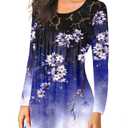 BeadChica Women's Casual Tunic Tops For Leggings Long Sleeve Flare Summer Loose T-shirts Flowy Lace Blouses Floral XXL
