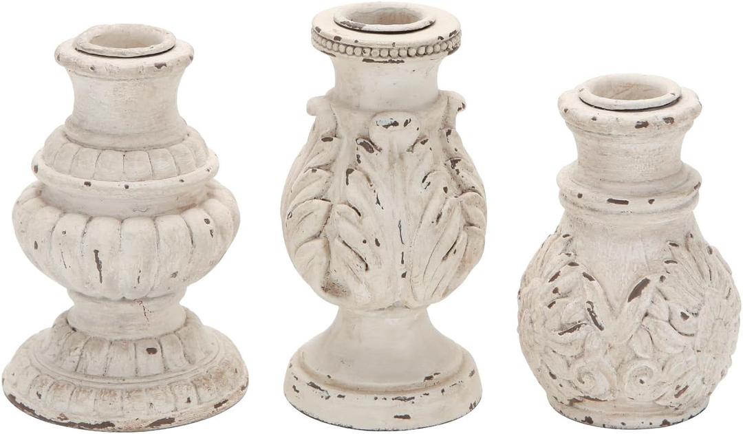 NIKKY HOME Taper Candle Holders Set of 3, Vintage Candle Stand Decorative Resin Candlestick for Wedding Party Mantle Fireplace Dining Room Table Centerpieces Decor