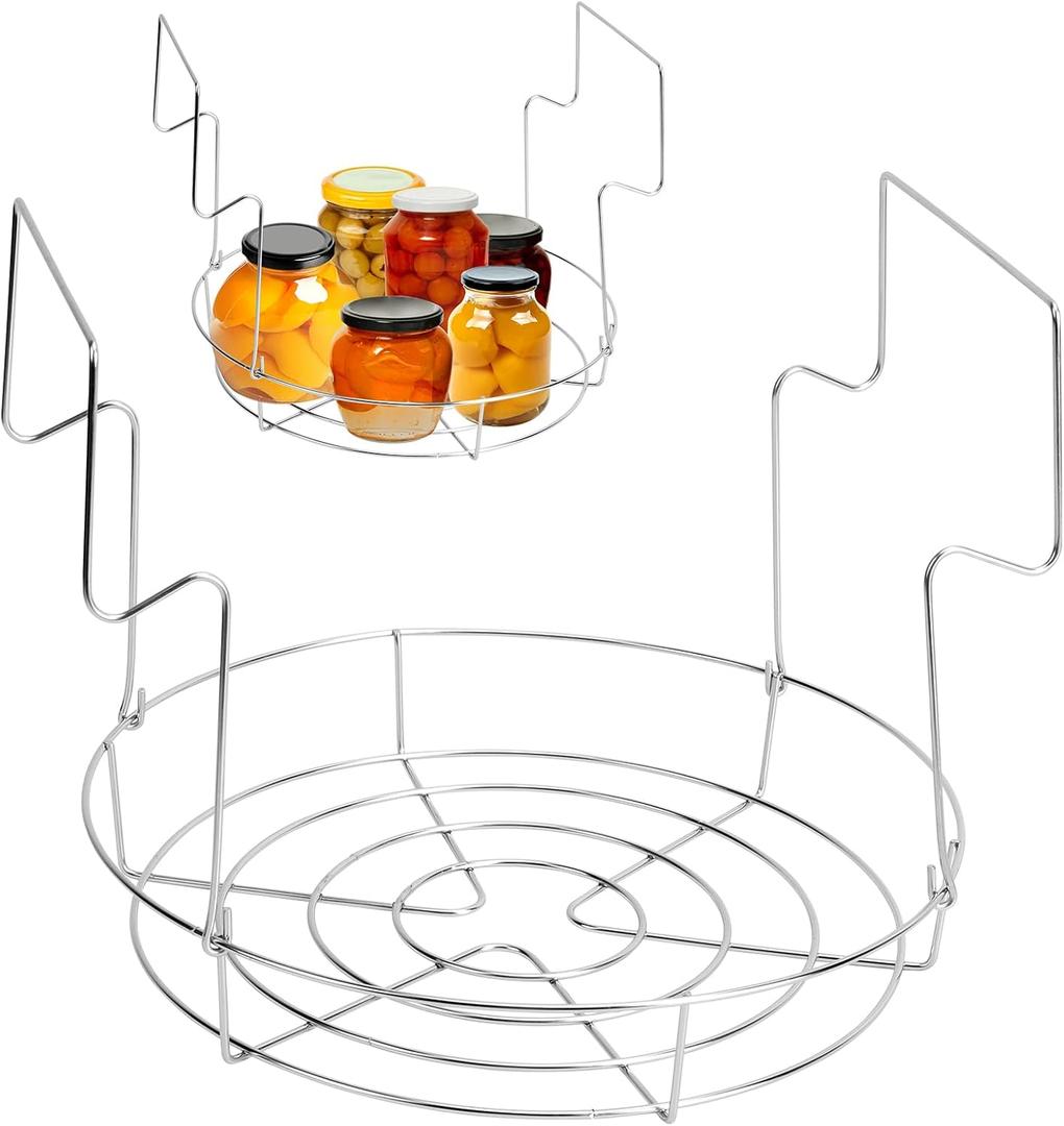 Canning Rack, Water Bath Canner Rack, Stainless Steel Canning Jar Lifter with Foldable Contoured Handles for Home Kitchen Use (12inch)