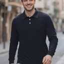 Men's Long Sleeve Polo Shirts for Men, Casual & Work Golf Polo Shirts with Split Hem,Stylish Collared Shirt (XL)