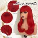 FESHFEN Long Wigs with Bangs, Synthetic Natural Looking Layered Straight Hair Wig for Women Daily Party Use 18 inch, Red Copper
