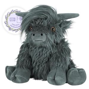 SuzziPals Heatable & Coolable Highland Cow Stuffed Animal, Microwavable Heating Pad for Soothing & Relaxation, Black Cattle Plushies for Stress Relief, Lavender Scented Stuffed Cow Gifts