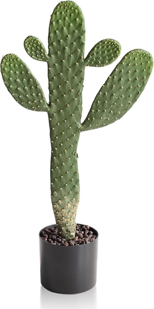momoplant Artificial Cactus Potted Plant Faux Cacti 19 Inch Cactus Plant with Black Planter for Home Garden Office Decor Indoor Outdoor