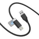 StayCable USB A to Lightning Cable with Magnetic Keeper 5FT, Fast Charging and Data Sync, Braided Anti-Tangle Cord for Phone 12,13,14, Desk Accessories Original Design