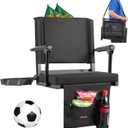 VEVOR Stadium Seat, Portable Bleacher Seat with Armrest, Back Support and Thick Cushion, Bench Chair for Bleacher Includes Shoulder Strap, Hooks, Cup Holder, Black Football Bleachers Seats, 1PCS (Black)