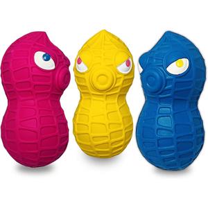 Squeaky Dog Toys for Small Dogs, Latex Dog Toys Squeaky, Puppy Squeaky Toys, Peanut Small Dog Squeaky Toys for Small Dog 3pcs - Mini, Small Breeds (Blue+Yellow+Rose Red)