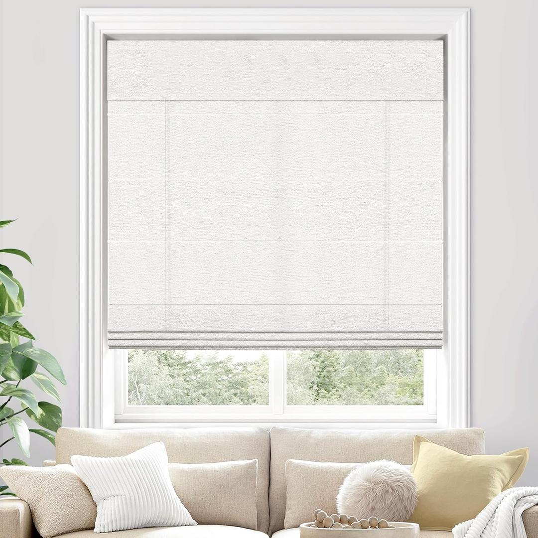 UNISHADES Light Filtering Cordless Roman Shades for Indoor Windows & French Doors, 30 3/4" W × 60" H - Light Filtering - Natural