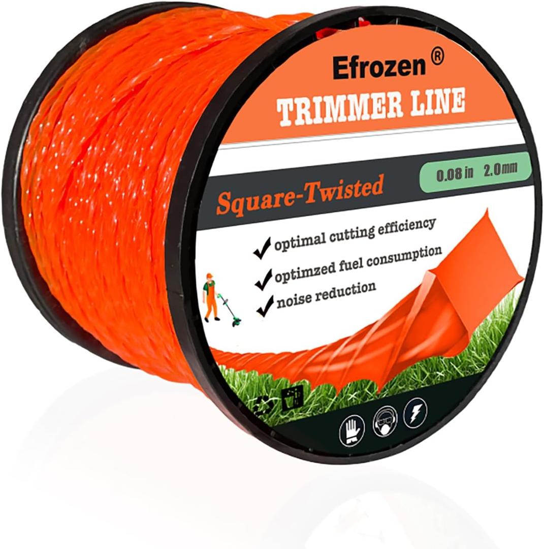 Weed Trimmer Line, Orange Square Twisted Trimmer Line .080" Diameter X 551',Heavy Duty Weed Eater String, Premium Commercial Weed Wacker String