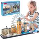CubicFun 3D Puzzles for Adults London Cityline Puzzles for Gifts for Teenage Girls Architecture Building Gifts for Women Men, Tower Bridge, Big Ben, Buckingham Palace, The London Eye, 107 Pieces