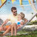 Gafete 13FT Hammocks 59" Width with Tree Straps, Traditional Hand-Woven Double Rope Hammock with Free Chains and Hooks, Hardwood Spreader Bar for 2 Person, Outdoor, Patio, Indoor, Max 450Lbs (Natural)