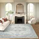 8x10 Soft Washable Area Rugs for Living Room and Bedroom, Non-Slip Stain Resistant Indoor Carpet, Cozy Floor Mat for Dining Room, Office, Under TableStain Resistant Green Floral