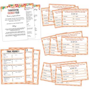 Thanksgiving Day Friendly Feud Game,Party Games,Trivia Game,Fall Winter Ice Breaker Games,Classroom Activities,Thanksgiving Day Decoration,Party Supplies,Trivia Cards,S3