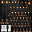 24 Pack Flameless Taper Candles with Remote Control and Timer Flickering LED Taper Candles Realistic 3D Flame LED Window with Base Holiday Wedding Home Decor(Black)