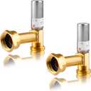 Water Hammer Arrestor for Washing Machine, 3/4 Inch Swivel FHT x 3/4 Inch MHT, Stainless Steel Angle Hammer Arrestor, Fittings of Metal for Pipes Applicable for Garden Hose and Plumbing(Pack of 2)