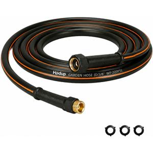 Heavy Duty Garden Hose 10 FT x 5/8" - Non-Expandable Hybrid Rubber Water Hose, Flexible & Leakproof All-Weather Yard Hose with Solid Fittings, Black/Orange
