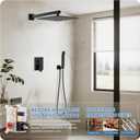 Black Shower Faucet Set, 10 inch Rain Shower System with Pressure Balance Valve, Wall Mounted 2-Functions Bathroom Shower Systems with Rain Shower and Handheld Spray Shower Trim Included
