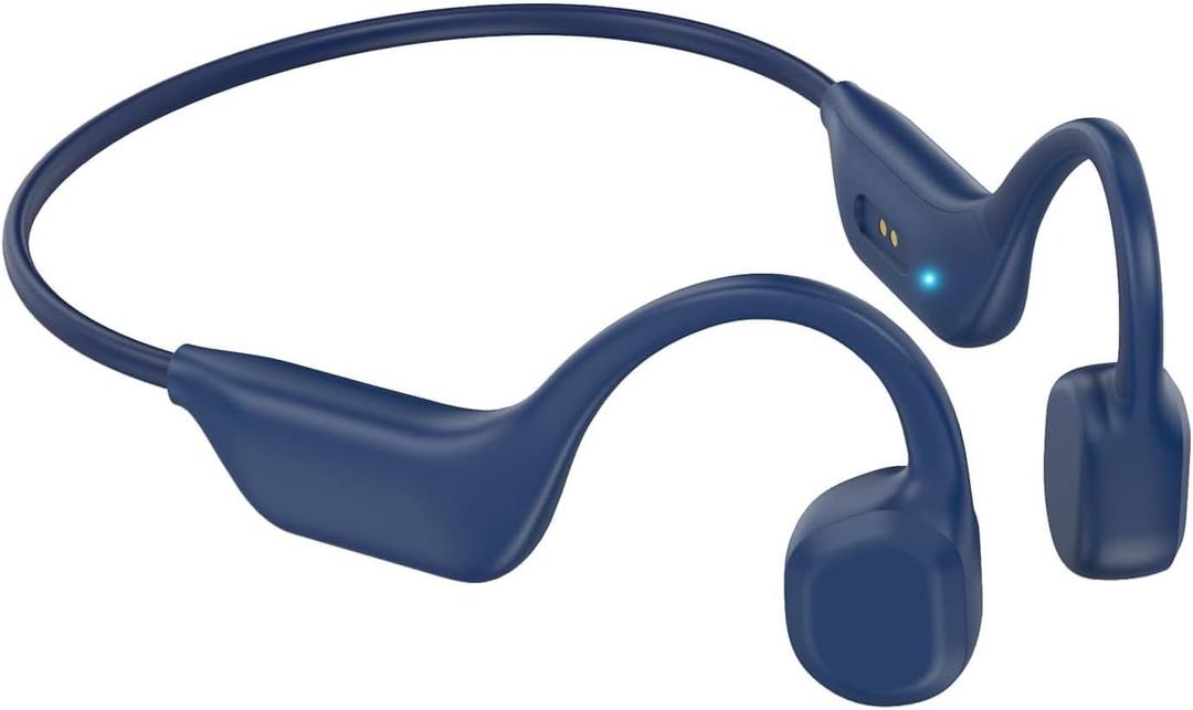 Bone Conduction Headphones, Wireless Bluetooth 5.3 Open-Ear Headphones with Mic, 10H Playtime Workout Headphones, Waterproof Sport Earphones Headset for Running, Gym, Hiking, Cycling (Deep Blue)