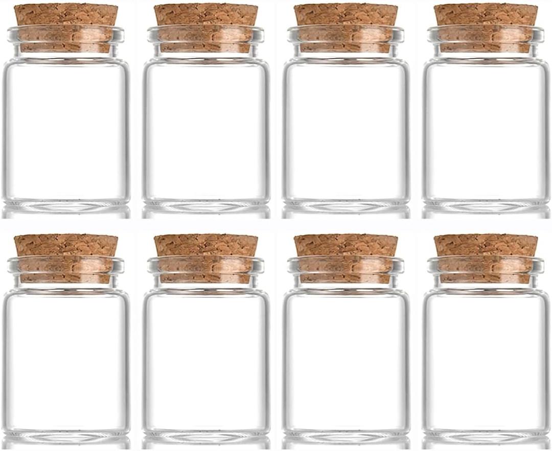 8 pcs 35ml Small Glass Bottles with Cork Stopper Christmas Ornaments,Wishing Bottle 37x50mm(1.46x1.97inch)