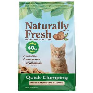 Naturally Fresh Cat Litter Made From Walnut Shells, 1-2 Cats, Unscented, Upcycled, Easy Scooping, Sustainable, 40 Lbs : Pet Supplies