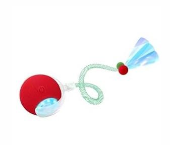 YoPoll Rollraptor Interactive Cat Ball Toy for Indoor Cats, Electric Cat Rolling Moving Ball with Feather Tail, Smart Chase Kitty Cats Toys (Red)