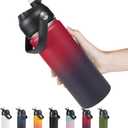 18oz Insulated Stainless Steel Water Bottle, Wide Mouth Double Wall Vacuum, Silicone Straw, Sweat & Leak Proof, BPA Free Insulated Water Flask for Travel, Keep Cold 24h Hot 12h, Red