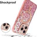 BITOBE Designed for iPhone 15 Pro Glitter Case Cheetah Print Design, Luxury Sparkly Shockproof Slim Leopard Bumper with Camera Protection for Women Girls Men 6.1"- Pink