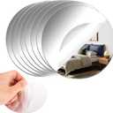 CEUQIESO 8 Pack Acrylic Round Mirrors, 10 inch Circle Mirror Tiles Self Adhesive Mirror Stickers for Wall Home Living Room Bedroom Decor, Small Mirrors for Crafts (Thickness 1 mm) (10 inch/25cm)