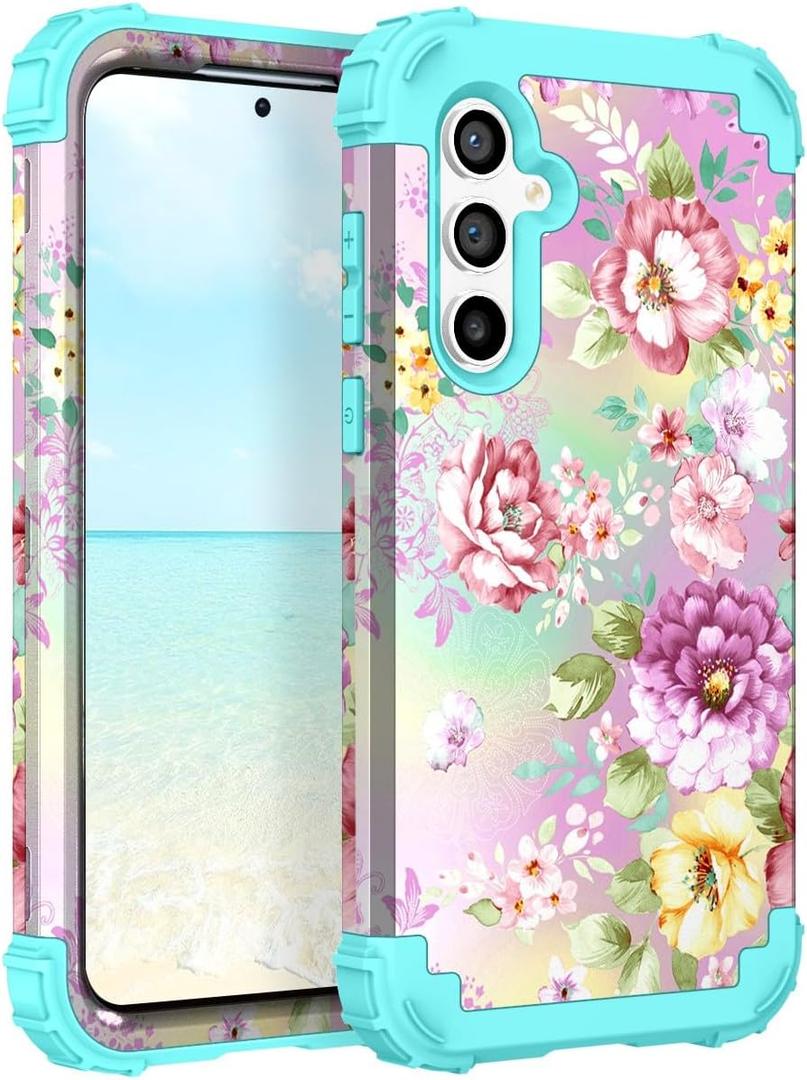 Hocase for Samsung Galaxy S25 Case 6.2', Purple/Pink Flowers
