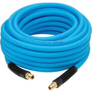 Fevone 50ft Air Hose for Compressor, 3/8" ID with 1/4 In MNPT Brass Fittings, 300 PSI, Hybrid Polymer Pneumatic Hose, Lightweight, Durable, Blue (AH1)