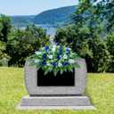 LVXINLI Artificial Cemetery Flowers Saddle-Shaped Tombstone Decorations Non-Fading UV-ResistantBlue+White Saddle