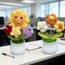 Knitted Flower Handmade Artificial Flowers, Potted Plant, Sunflower Decor, Flower Decor