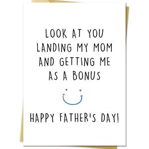 4 x OJsensai Funny Stepdad Fathers Day Card from Step Son Daughter, Gifts for Bonus Dad, Happy Fathers Day for Step Dad