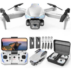 Drone with Camera for Kids & Adults, 1080P HD Mini FPV Drones with Altitude Hold, One-Key Take Off/Landing, Headless Mode, 360 Flips, Speed Adjustment, Toys Gifts for Boys Girls, Beginner (Grey)