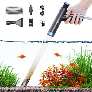Aquarium Siphon Pump Gravel Cleaner, Fish Tank Vacuum Gravels Cleaning Kit, Manual Water Changer with Air Push Button, Aquariums Sand Clean Set, Hose for Suck Manure Wash Sand