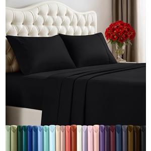 Bedding Set –  Includes 1 Fitted Sheet, 1 Flat Sheet (Black)