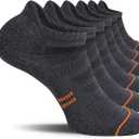 CS CELERSPORT 6 Pack Men's Running Ankle Socks with Cushion, Low Cut Athletic Sport Tab Socks (Large, Grey)