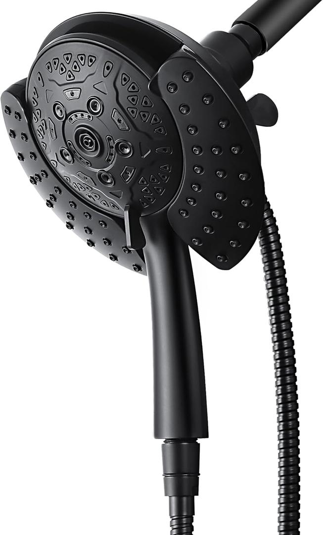 Shower Heads with Handheld Spray Combo: 7.2" Rain Shower Head & Handheld Shower Head 2-IN-1 Shower Head with 60" Hose (BLACK), Shower Trim Systems (15391-2.5 GPM)