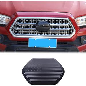 Aunginsy Front Emblem Trim Cover Compatible with Toyota Tacoma 20162023, Front Hood Center Grille Emblem Badge Logo Cover Circle Ring Decorator Overlay ABS Accessories, Not Fit with Sensors Version