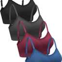 Geyoga 4 Pieces Neck Bralettes Wireless Cami Bra Tank Top Sports Bra for Women Girls (Large, Black, Dark Grey, Dark Red, Blue)