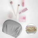E-Tree Makeup Bag Travel Toiletry Bag Half Moon Small Make up Pouch Cosmetic Case Organizer Cute Waterproof for Girls Women Travel Essentials Toiletries Accessories (Grey)