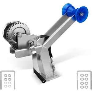 Height Adjustable Boat Trailer Winch Stand with 1200LB Boat Winch Compatible with 3" W X 4" H Boat Trailer Drawbar Motorboats Fishing Boats, Boat Trailer Winch Stand with Roller