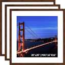 Yaetm 20x20 Picture Frame Brown Set of 3, Wood Grain Square Frames Display 16x16 with Mat or 20 x 20 without Mat, Gallery Wall 20x20 Frame for Wall Mounting (3 Pack, Brown)