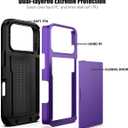 Nvollnoe Compatible with iPhone 17 Pro Case with Card Holder Dual Layer Heavy Duty Protective Shockproof Hidden Card Slot Slim Wallet Phone Case for Women & Men 6.3 inch (Purple)