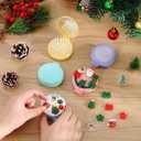 Vesici 12 Pcs Christmas DIY Mini Hair Brush with Mirror Cute Folding Hairbrush with Resin Christmas Tree Santa Candy Cane Bow Decor for Decorate Your Own Mirror Party Activity DIY Creative Craft