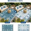 Garvee Outdoor Rug 5x8 Waterproof for Patios, Reversible Plastic Straw Rug, Tropical Leaf Indoor Outdoor Rugs, Large Area Rug for RV, Camping, Deck, Picnic Mat, Outside Carpet, Blue & White