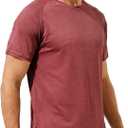 Mens Athletic Running Crew Neck Gym T-Shirts Solid Quick Dry Short Sleeve Moisture Wicking Casual Tops Tee Workout (Red, XL)