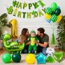 SNLN Dinosaur 1st Birthday Party Decorations for Boys Girls, Cute Foil Dinosaur Heart Star Balloons with Happy Birthday Banner Latex Balloons for Dino Baby Shower Kids Jungle Theme Party Supplies